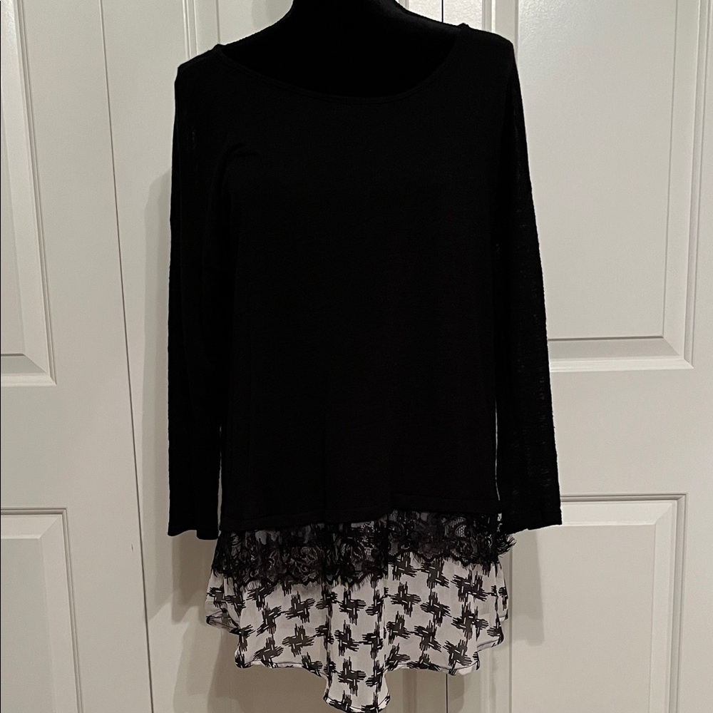 Burn-out sweater with shirt detail